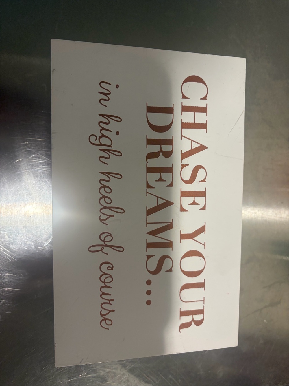 Chaser White Sign with Rose Gold Script
